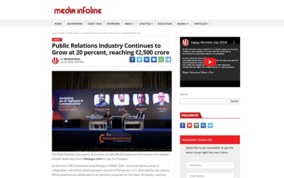 https://www.prcai.org/cms/Public Relations Industry Continues to Grow at 20 percent, reaching ₹2,500 crore