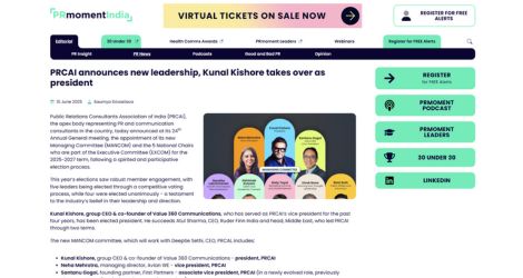 PRCAI announces new leadership, Kunal Kishore takes over as president