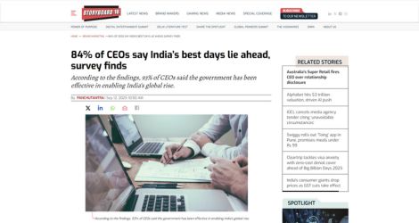 84% CEOs see India’s best days ahead: Report