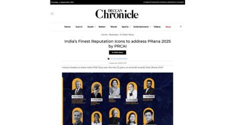 India’s Finest Reputation Icons to address PRana 2025 by PRCAI