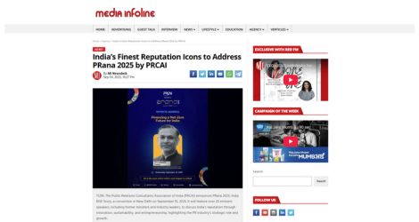 India’s Finest Reputation Icons to Address PRana 2025 by PRCAI